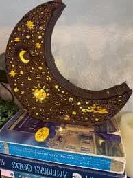 Laser-Cut Wooden Moon Lamp: Celestial Night Light