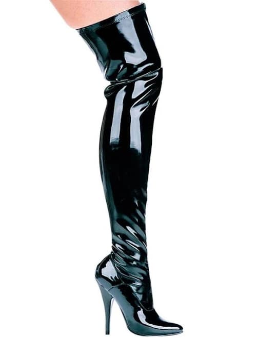 Ally Black Patent Over the Knee Thigh Boot - 5 Inch High Heel by Ellie Shoes