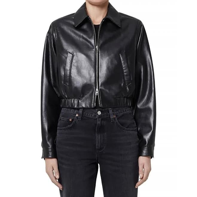 AGOLDE Women's Essie Recycled Leather Cropped Jacket