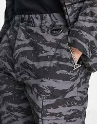 Topman loose cargo pants with all-over animal print in charcoal | ASOS