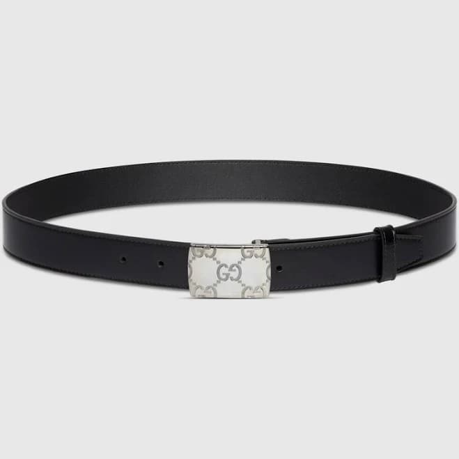 Gucci Men Belt With Rectangular Buckle - Black