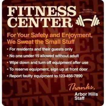 Semi-Custom Coordinated Fitness Center Interior Sign