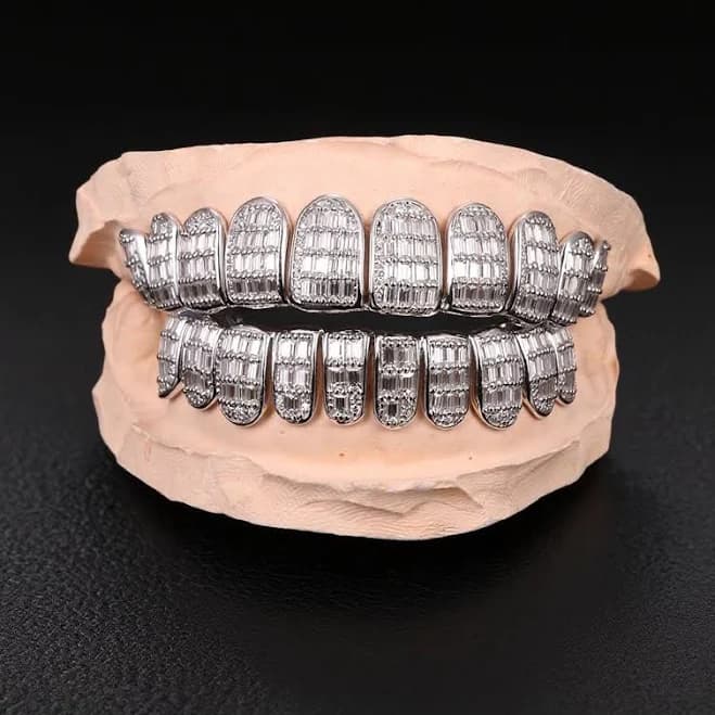 VVS Diamond Cut Moissanite Silver Grillz