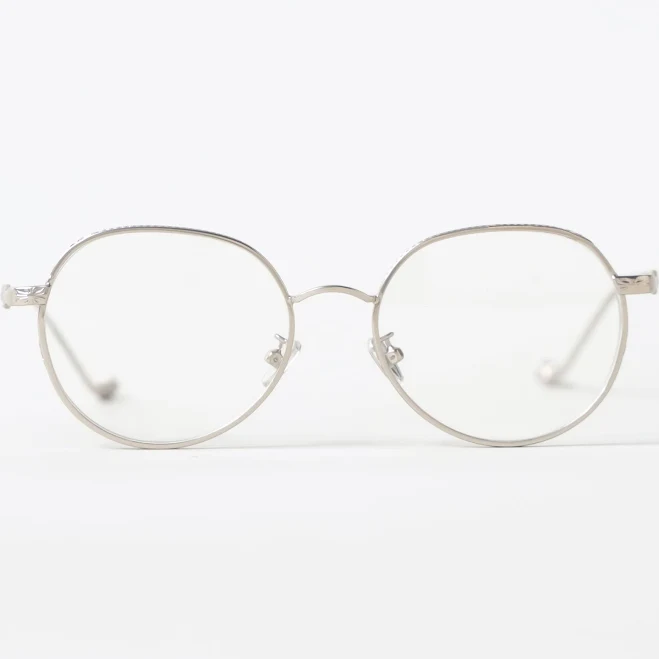 Rounded Silver Metal Frame with Glasses