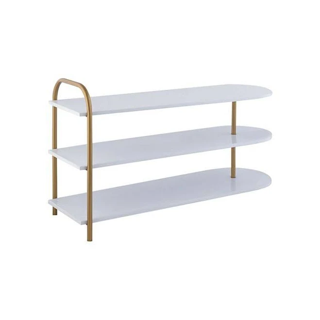 Modern 24" 9-Pair 3-Tier Iron Curved Decker Shoe Rack