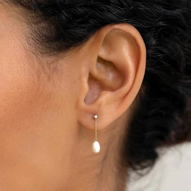 Linjer 14K Gold Valeria Pearl Drop Earrings