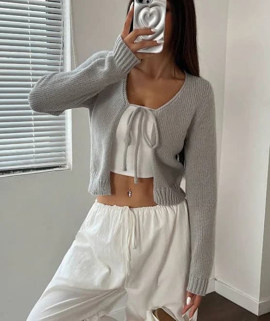 SHEIN Women's Front Tie Long Sleeve Cardigan