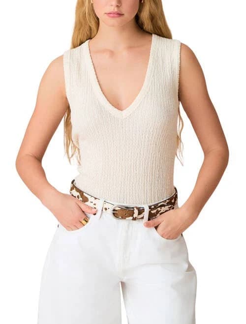 Next Women's Sleeveless V-Neck Textured Knit Top