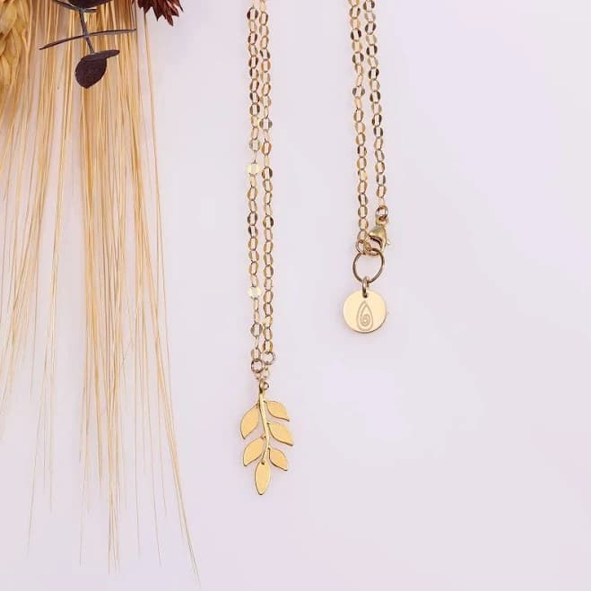 Breathe Autumn Rain Artisan Jewelry Gold Leaf Necklace