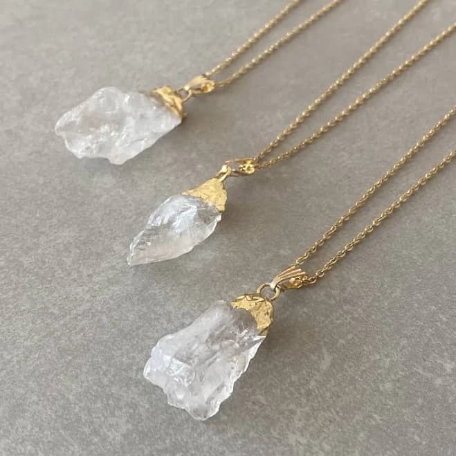 14K Gold Filled Raw Quartz Crystal Necklace