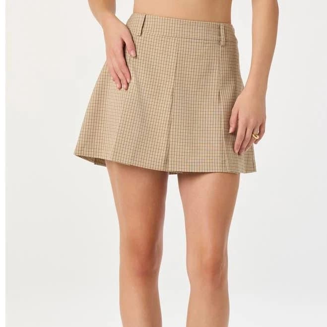 Astr The Label Women's Pleat Plaid Miniskirt