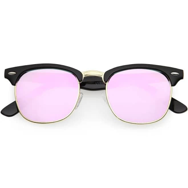 zerouv Retro Clubmaster Half Frame Flash Revo Lens Sunglasses