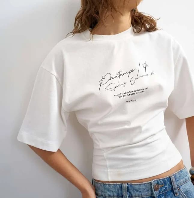 Topshop Open Archive Graphic Structured Waist Tee