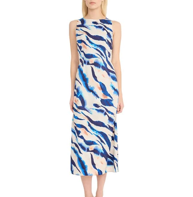 Donna Morgan Women's Sleeveless A-Line Zebra Print Midi Dress with Keyhole Back