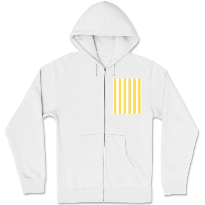 Pastel Yellow White Stripe Aesthetic Minimal Vertical Line Zip Hoodie