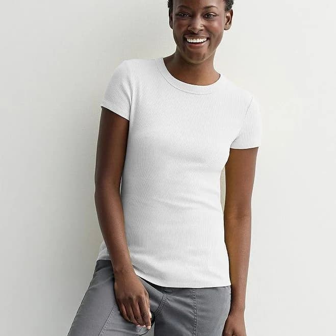 Women's Sonoma Goods For Life Rib Crewneck Tee, Size: XXL, Vital White