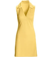Sleeveless Collared Rib Knit Dress Lemon Drop
