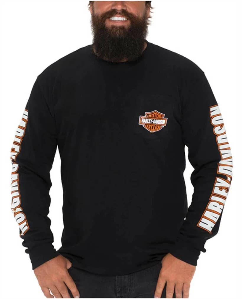 Harley-Davidson Men's Bar & Shield Chest Pocket Long Sleeve T-Shirt