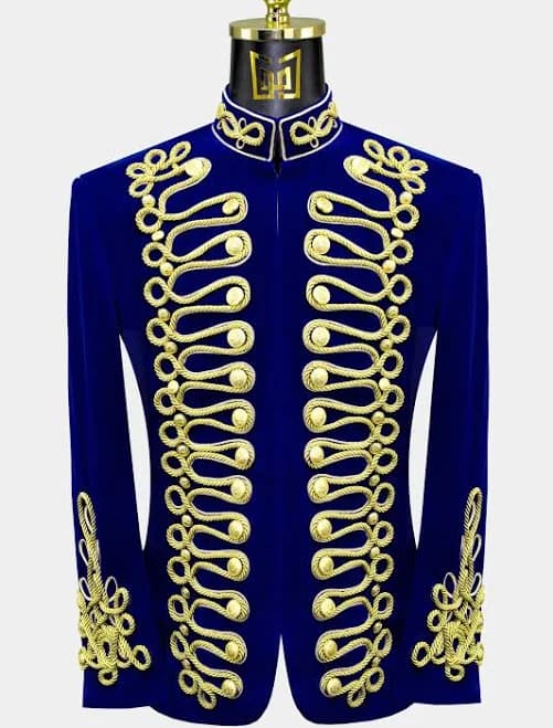 Velvet Embroidered Mandarin Collar Jacket