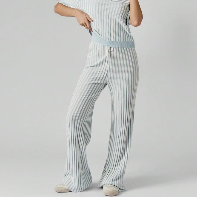 Missguided High Waist Ribbed Knit Straight Leg Pants
