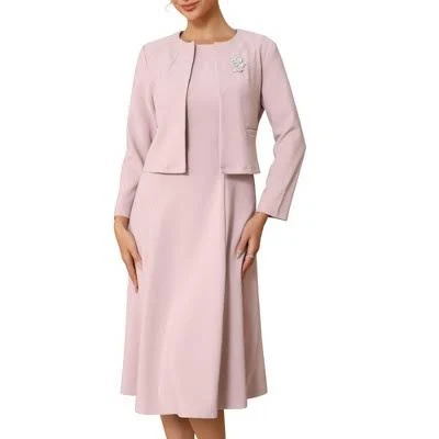 Inspire Chic Women's Sleeveless Crew Neck A-Line Midi Dress and Crop