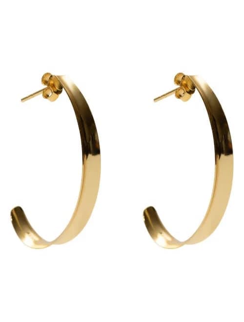 Argento Vivo Women's Sterling Silver Thin Concave Hoop Earrings