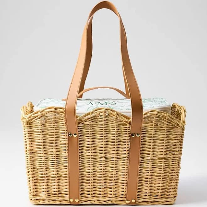 Sanderson Scalloped Wicker Insulated Picnic Basket
