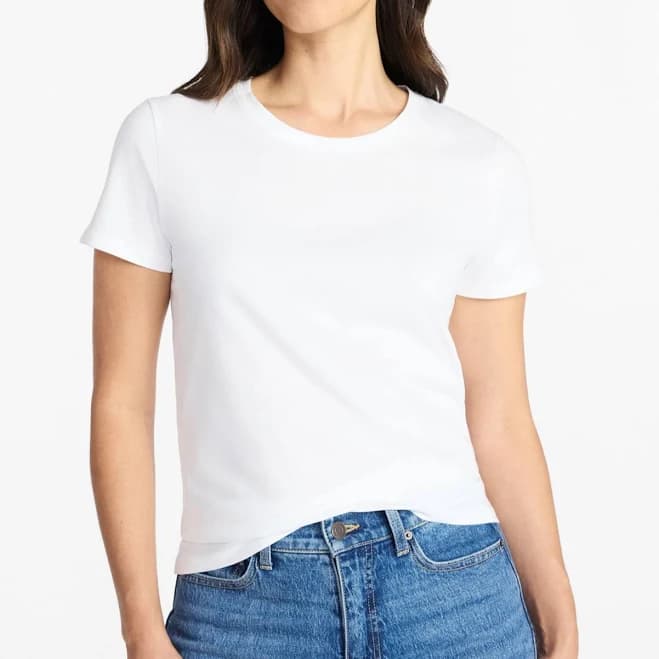 Time and Tru Women's Cotton Crewneck Tee with Short Sleeves