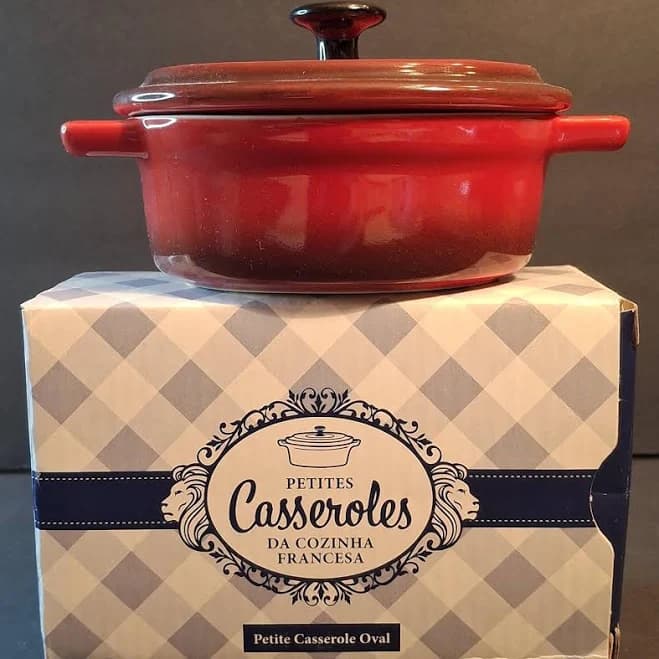 Vintage French Casserole Dish Set: Terracotta & Ivory Ceramic, Petite Oval