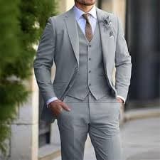 Men's Elegant Suit Sets Wedding Banquet Tgroomsman Formal Outfits Party Slim Fit Blazer Vest Pants 3 Pieces Beige XS at Amazon Men's Clothing store