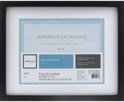 Realspace Photo/Document Frame Gallery 11" x 14" Black/White