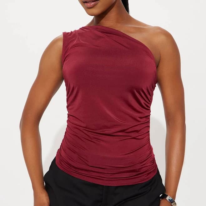 Fashion Nova Ruched One Shoulder Camisa Top