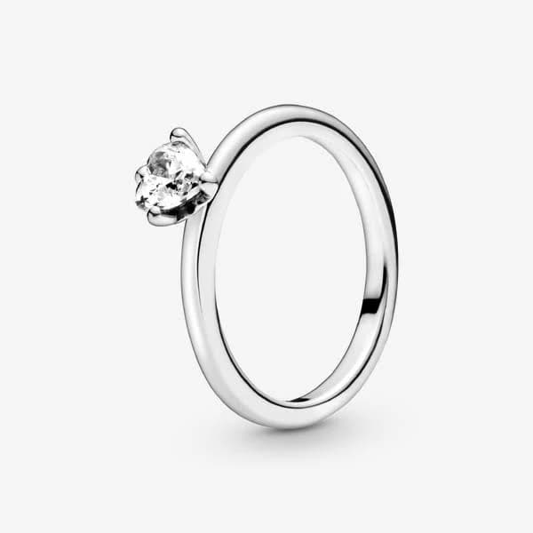 Pandora Sterling Silver CZ Clear Heart Solitaire Ring