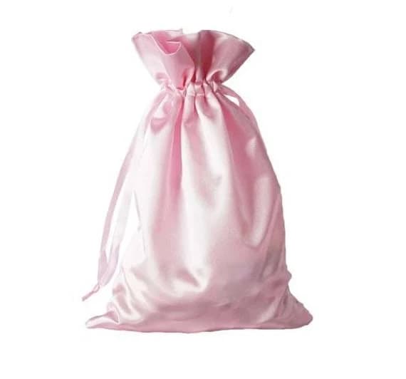 Extra Extra Large 12" x 15" Pink Satin Gift Bag, Wedding Gift Bag, Mother Day Gift Bag, Baby Gift Bag, Birthday Gift Bag, Wig Bag