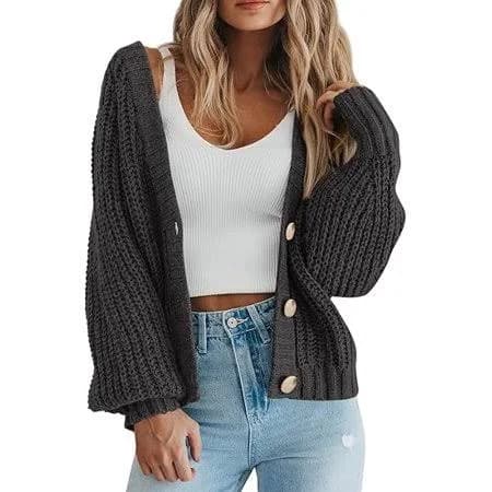 Prettygarden Women's Loose Open Front Long Sleeve Chunky Knit Cardigan