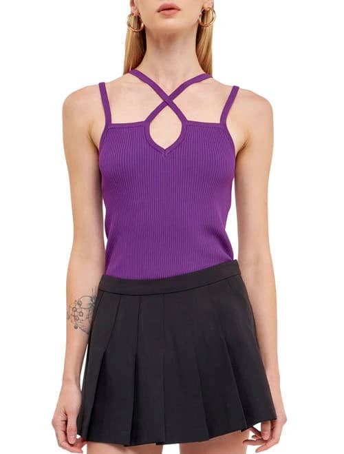 Endless Rose Cross Strap Rib Tank