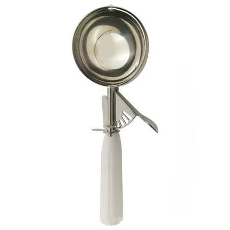 Egymen Ice Cream Scoop, Stainless Steel Ice Cream Server with Trigger Mechanism, Ergonomic Ice Cream Disher for Easy Serving(White), Size: 1XL