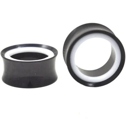 Black and White Acrylic Combo Tunnel Plugs (2g-1")