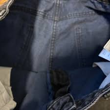 Black jeans with Blue distressing size 34 waist 32... | Depop
