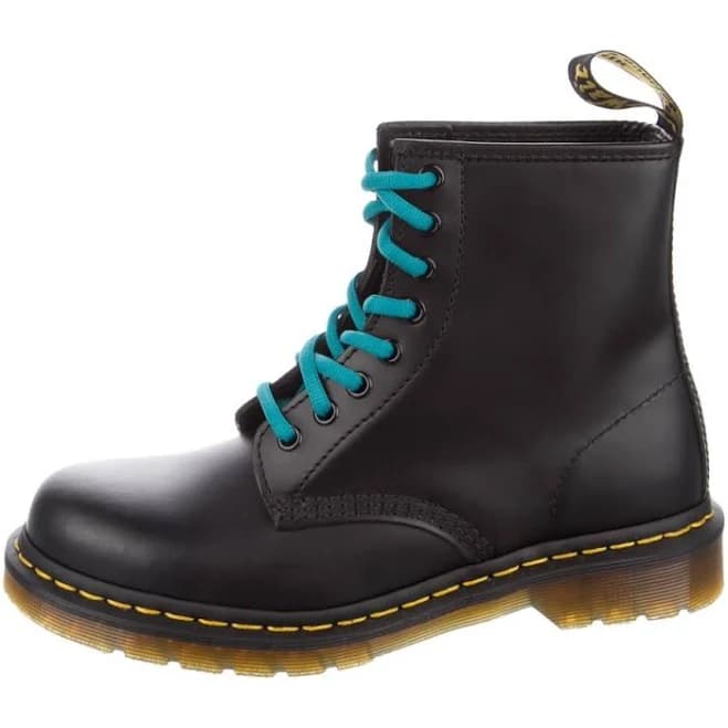 Dr. Martens Shoes | Dr Martens Black Leather Boots With Blue Laces | Color: Black | Size: 8 | Pm-24535880's Closet