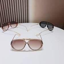 OSAGAMA Trendy Oversized Aviator Sunglasses for Women Men Luxury Vintage Shades Retro Metal Sunglasses Shield (Black/Faded Grey) at Amazon Women's Clothing store