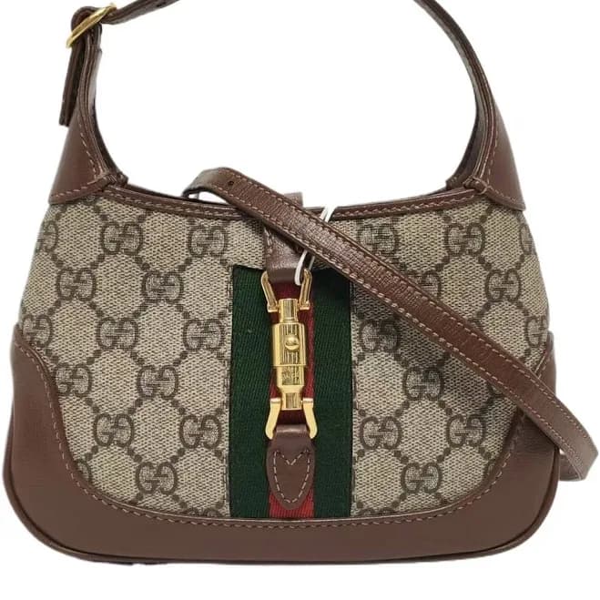 Gucci Preloved Jackie 1961 Mini Bag GG Supreme Canvas Wo - Brown - One Size