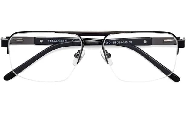 Chino Double Bridge Classic Rectangle Semi-Rimless Eyeglasses