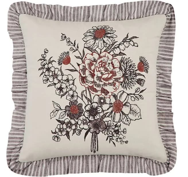 Florette Embroidered Ruffled Pillow