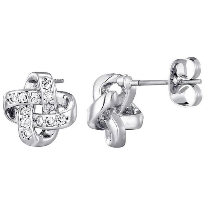 Adornia Women's Silver Plated CZ Knot Twist Stud Earrings