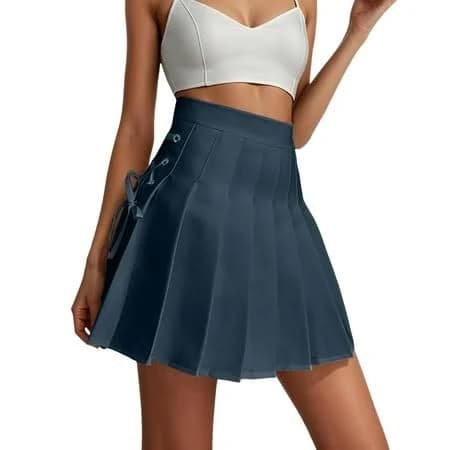 Adeypcgd Women's Classic Pleated A-Line Mini Skirt for School Cheerleader and Casual Wear Navy XL, Blue