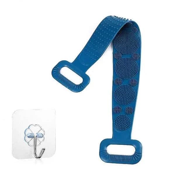 Magic Silicone Brush with Self-Adhesive Hook Bath Towel - Blue