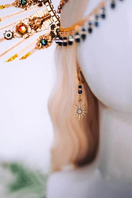 Cleopatra Emerald Solar Halo Crown Headpiece