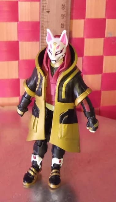 Action Figure, Fortnite Character, White Face In Gold/black Coat, 4