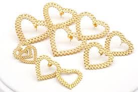 10K Rolly Heart Stud Earrings Multiple sizes available STF DIAMONDS